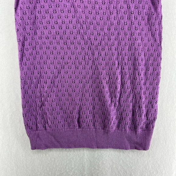 Lily Morgan Tank Sweater Womens Sz Large Purple Open Knit Spagheti Strap Stretch - Picture 7 of 10